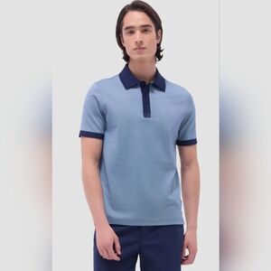 NWT Men's Bugatchi Two-Tone Bird's Eye Polo Shirt - XL - Navy